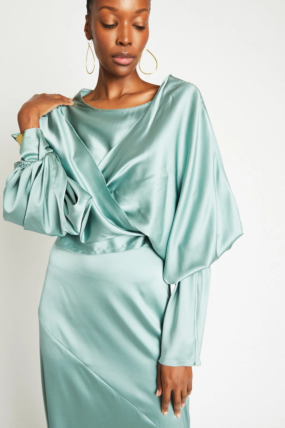   Beryll Ali Silk Wrap Top | Mint