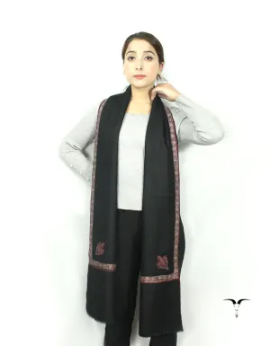 Black Pashmina Shawl With Sozni Work 5766