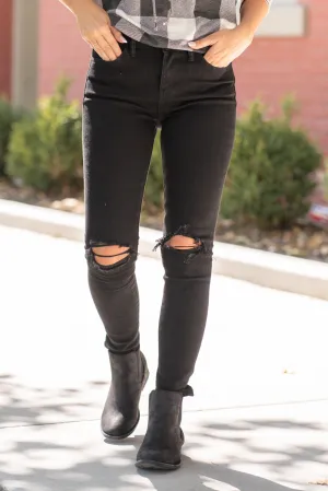 Black Spice Mid Rise Ripped Ankle Skinny