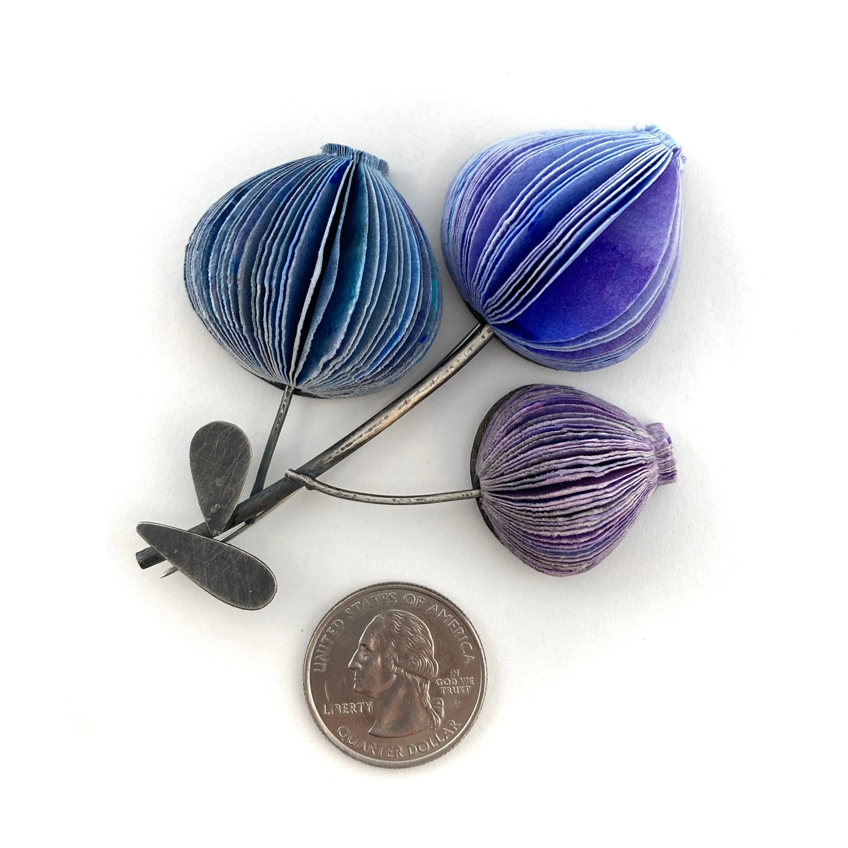 Blue and Purple Three Flower Brooch