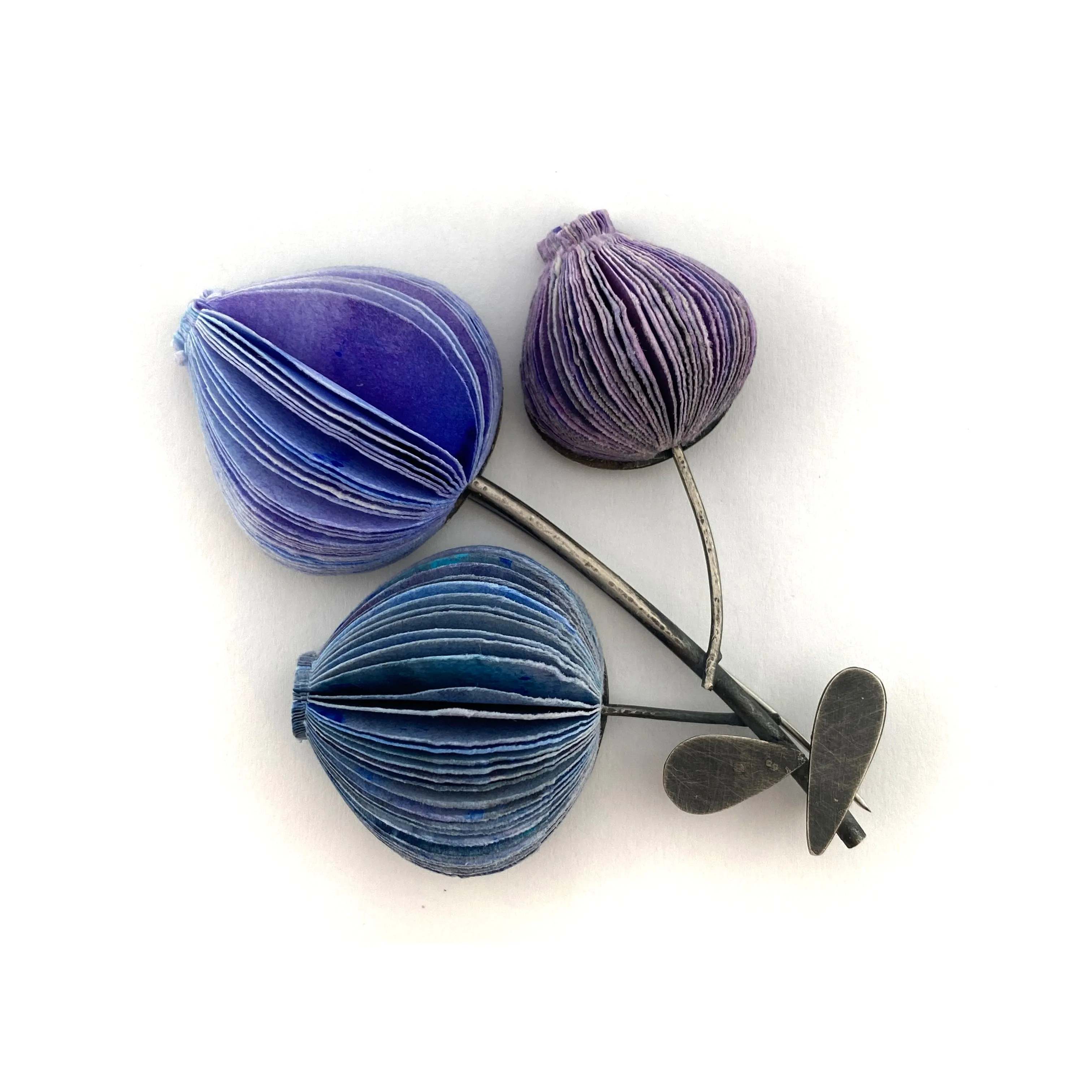 Blue and Purple Three Flower Brooch