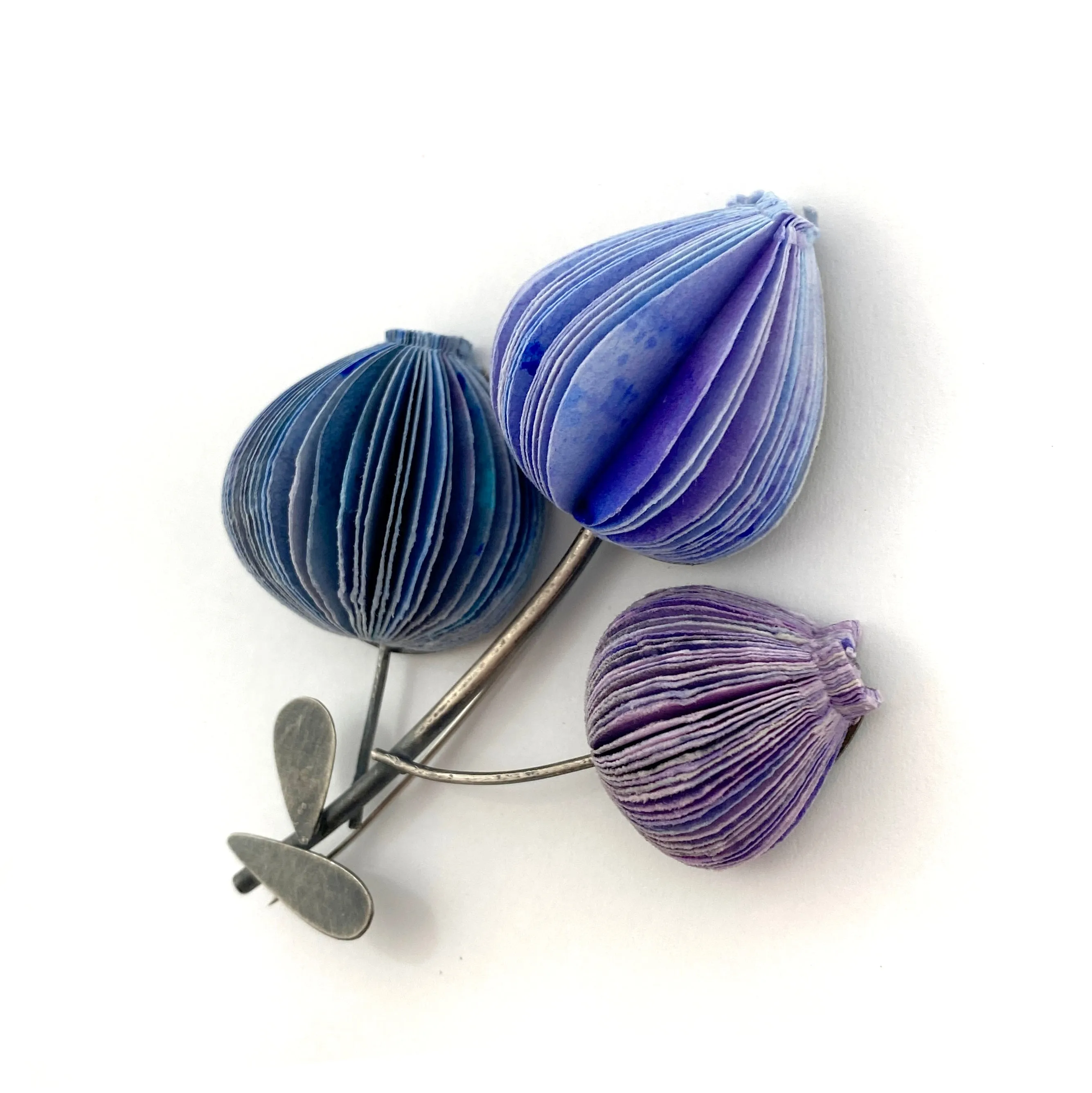 Blue and Purple Three Flower Brooch