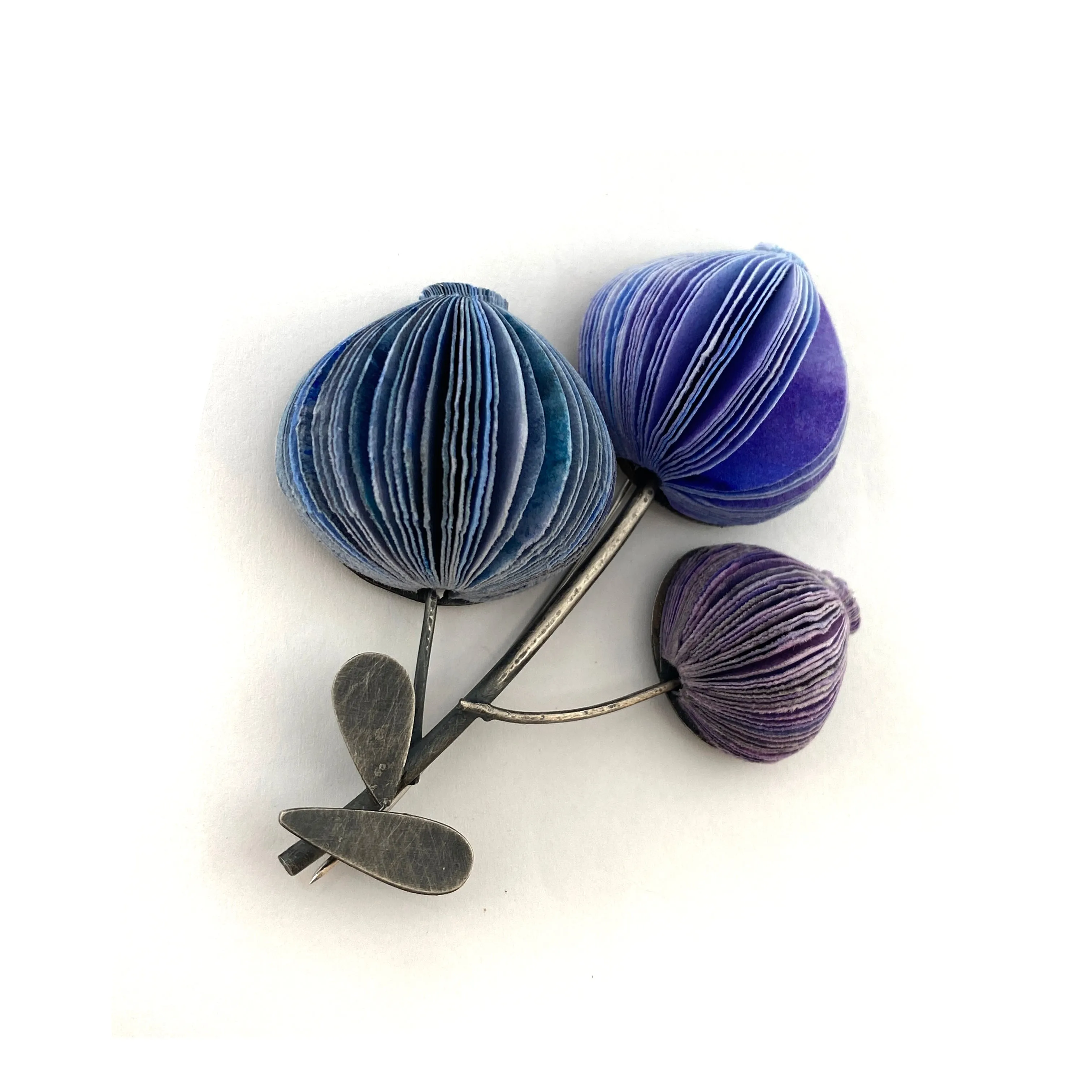 Blue and Purple Three Flower Brooch