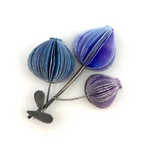 Blue and Purple Three Flower Brooch