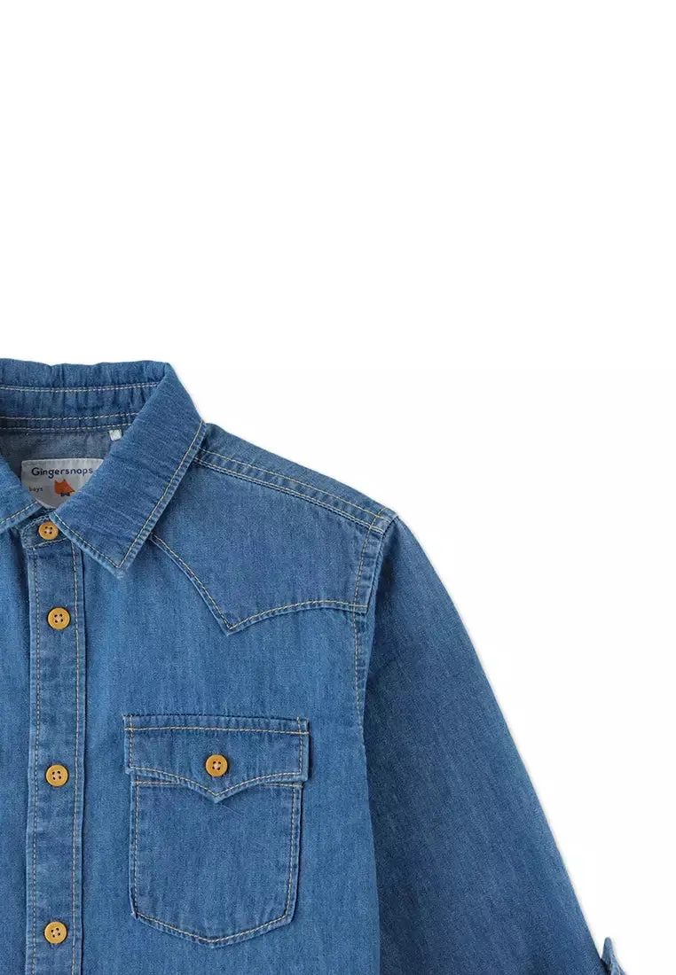 Denim Western Shirt | Light Blue Wash