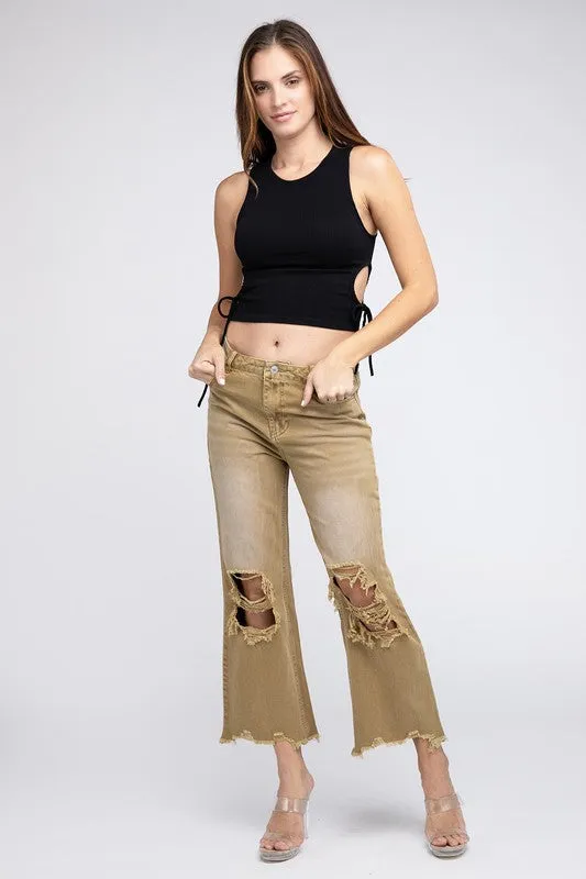 Distressed Vintage Washed Wide Leg Pants *Onine Only*