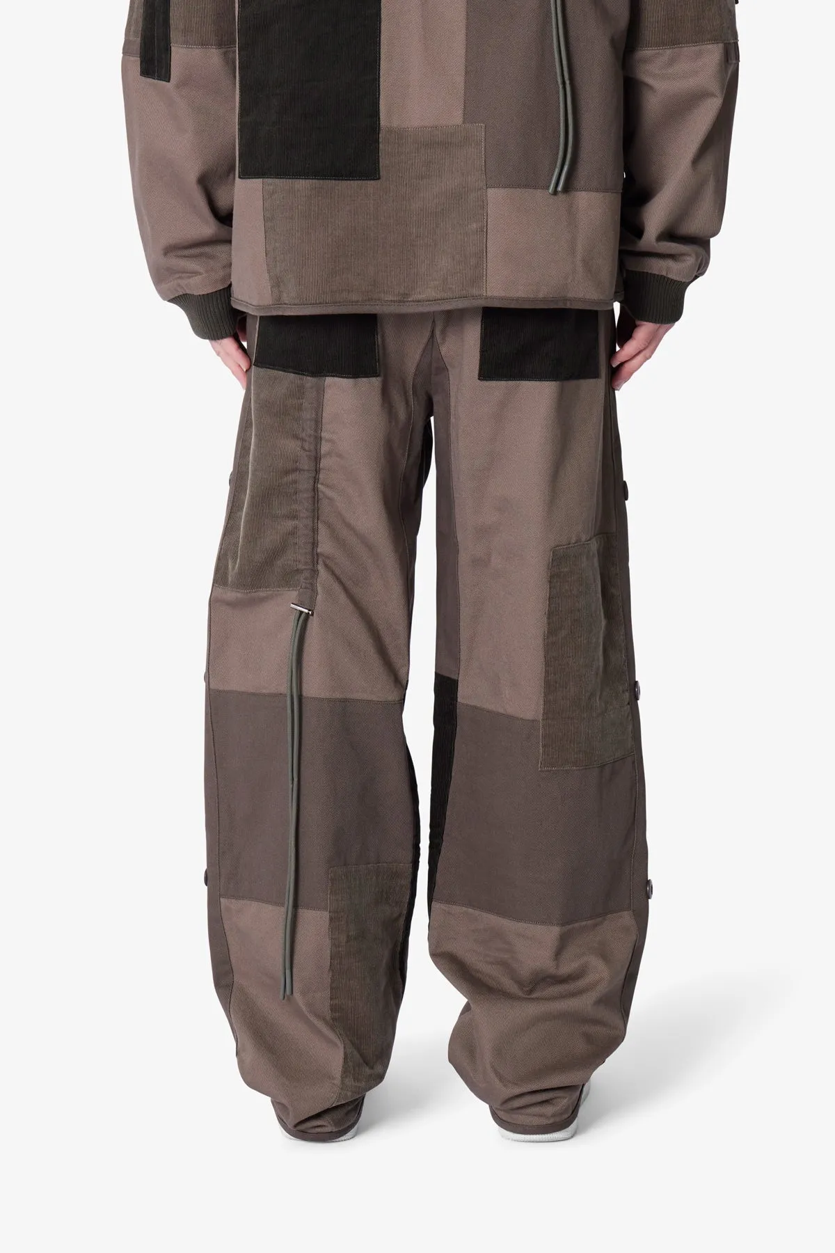 Dual Patchwork Cargo Pants - Olive