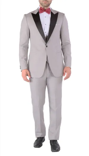 Ferrecci Luna 3 Piece Slim Fit Grey Peak Lapel Tuxedo