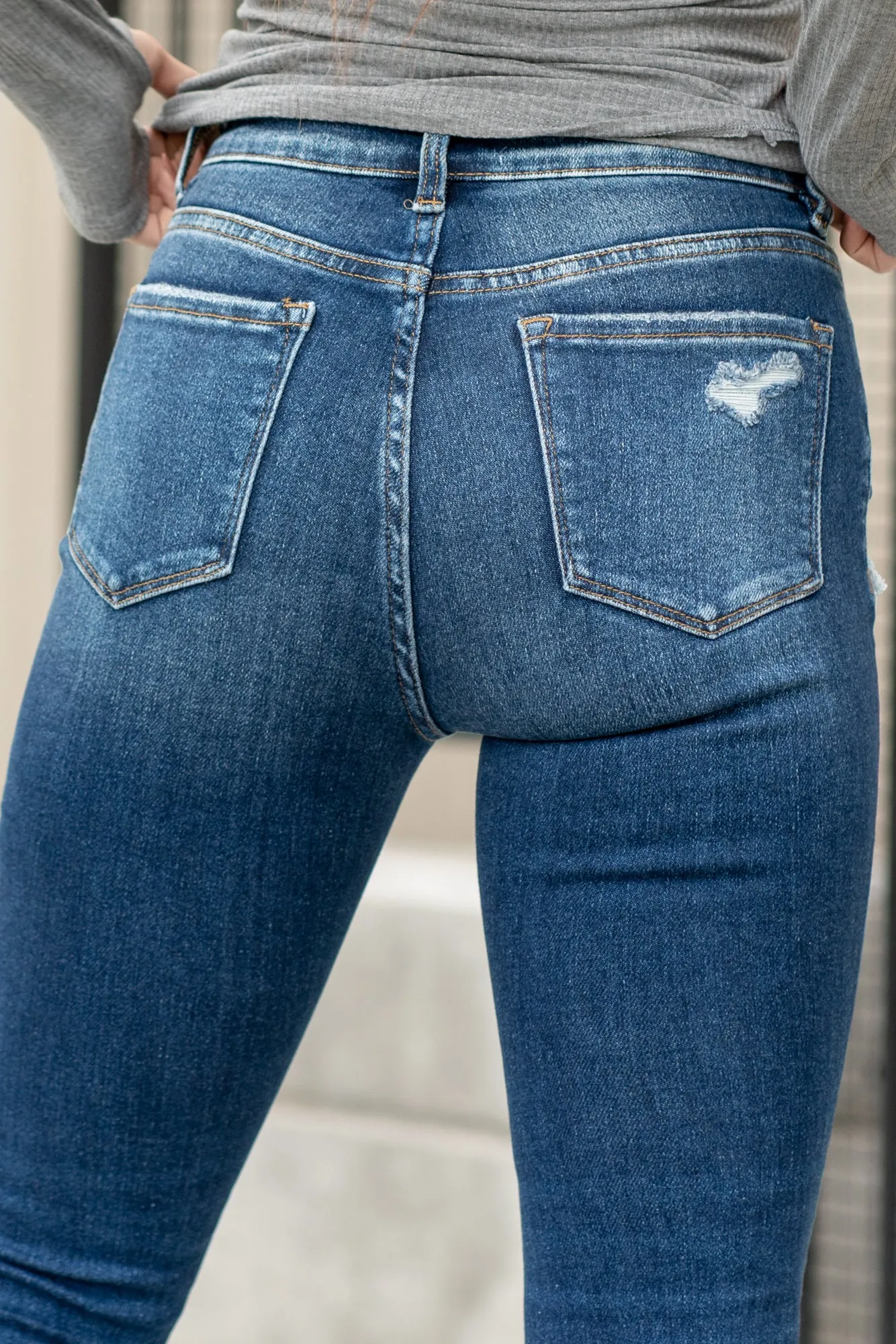 Forget High Rise Denim Patch Cuffed Skinny