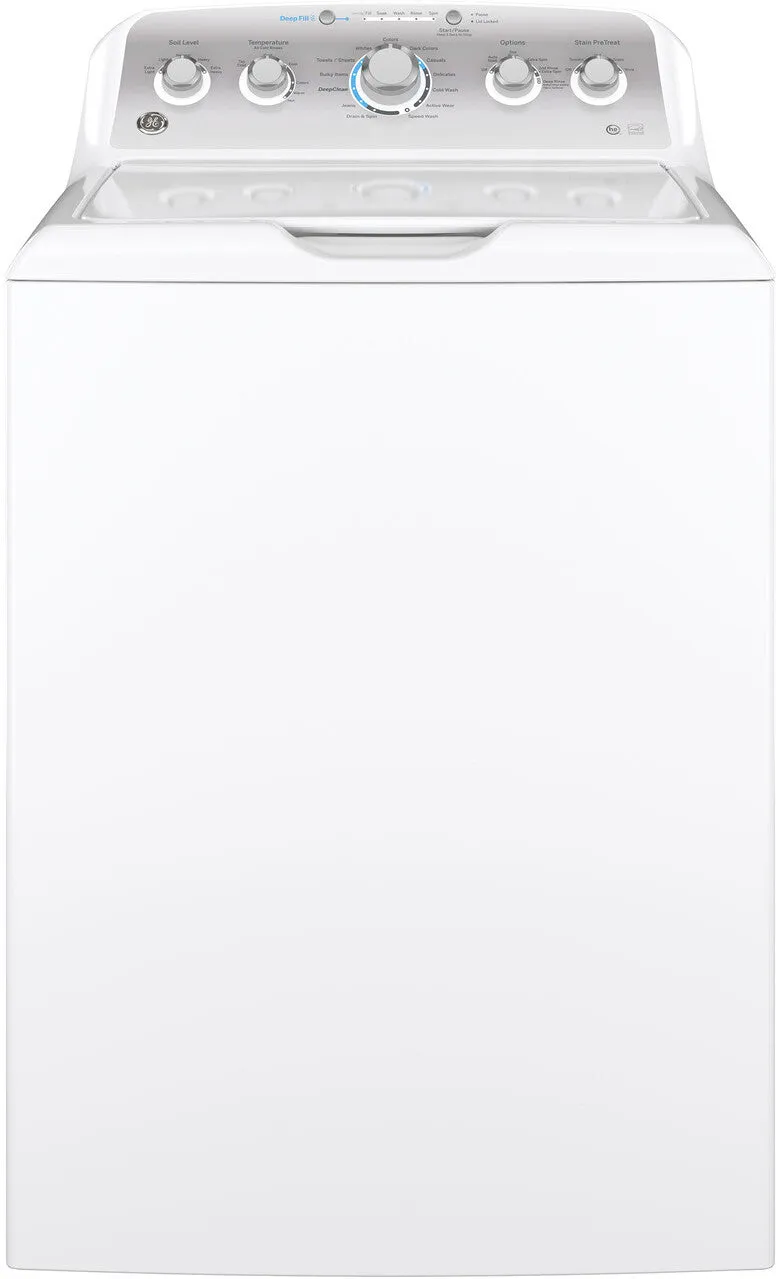 GE GTW500ASNWS 27 Inch Top Load Washer with 4.6 cu. ft. Capacity, 13 Wash Cycles, 6 Water Temperatures, Quick Wash, Deep Clean, Stain Pretreat, and ENERGY STAR® Certified: White