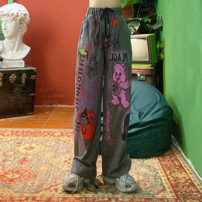 Graffiti Printed Street Fashion Wide Leg Pants