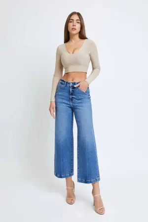 Hidden Jeans Nori Cropped Wide Leg Trouser