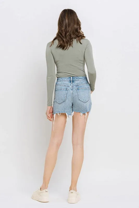 High Rise Raw Hem Shorts