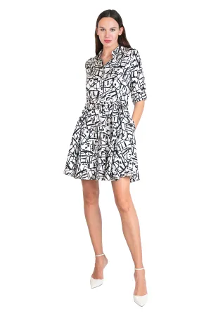 Kelly Shirt Dress in Pattern Silk Crepe