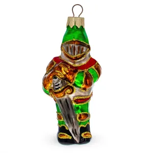 Knight Holding Sword Glass Christmas Ornament