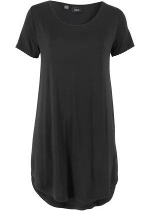 Long shirt made of environmentally friendly viscose short sleeves Bpc Bonprix Collection black