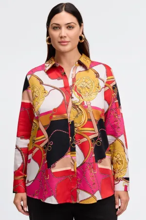 Luna Plus No Iron Buckle Scarf Print Shirt