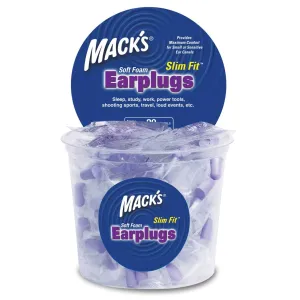 Macks Slim Fit Smaller Soft Foam Ear Plugs (NRR 29 | Tub of 100 Pairs)