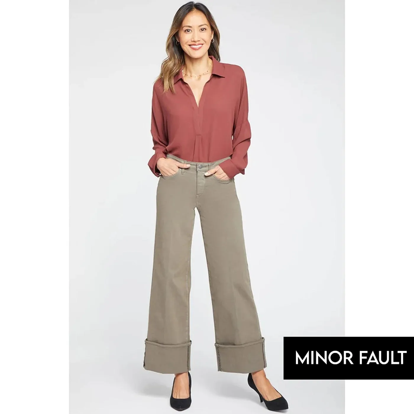 (Minor Fault) Ripe Olive Wide Leg Jeans