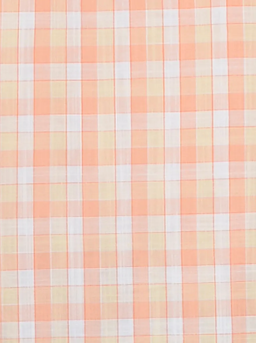 Orange Checked Slim Fit Casual Shirt | Greenfibre