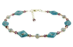 Purple Blue Quartz Gemstone Anklet