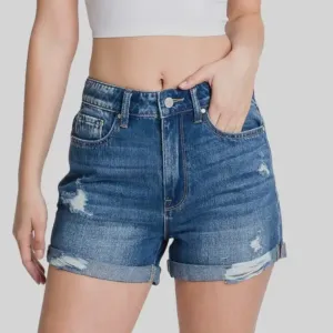 Rigid Cuffed Shorts | Dark Wash