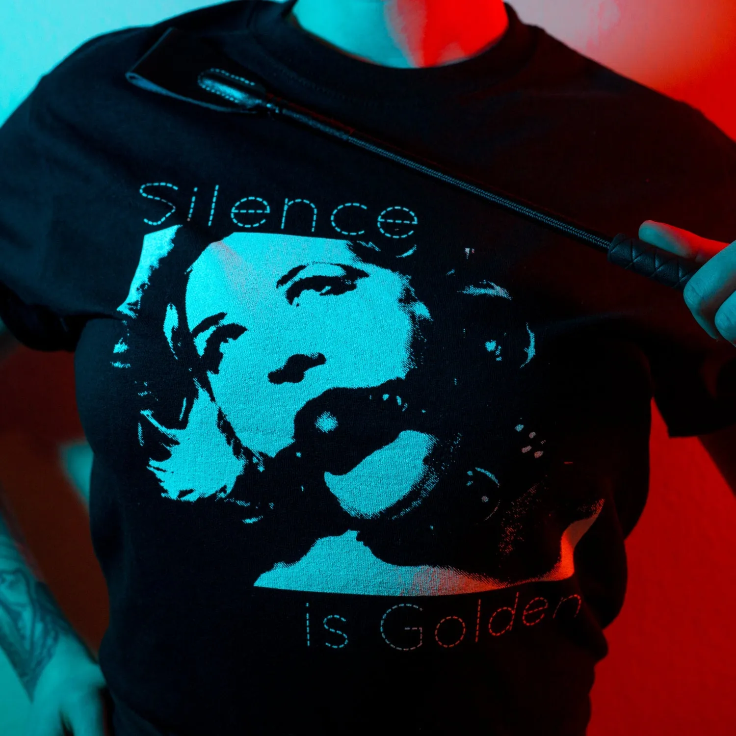 Premium Slim Fit Tee - Silence is Golden BDSM Theme