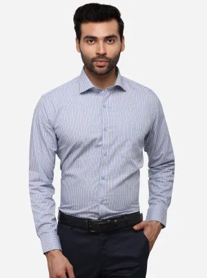 Sky Blue Checked Smart Fit Formal Shirt | JadeBlue