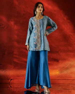 Sky Blue Printed Spanish Silk Palazzo Set