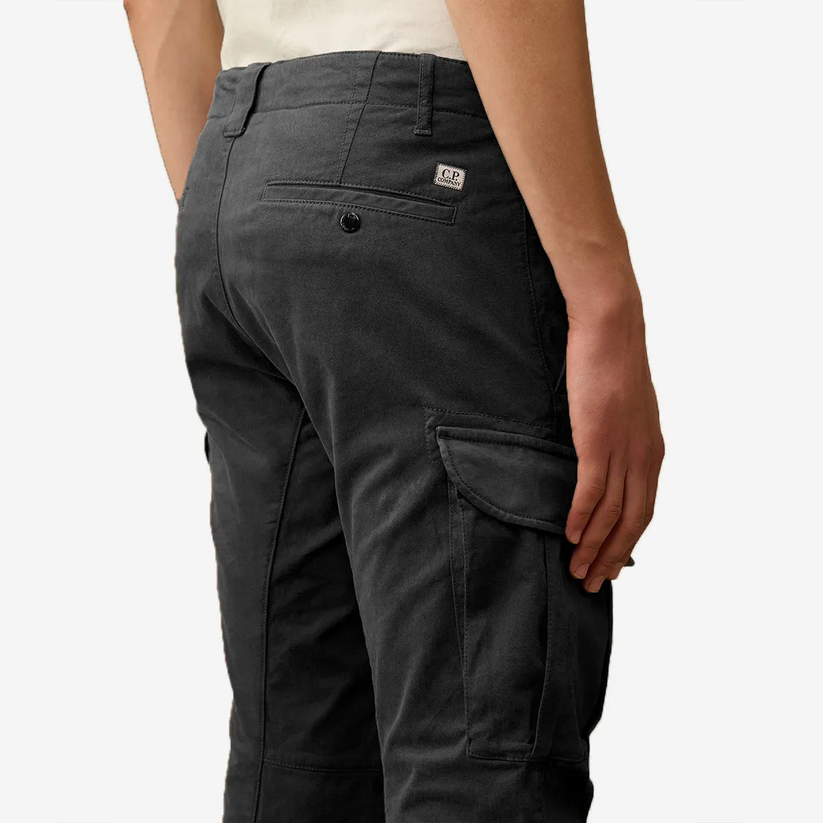 Stretch Sateen Cargo Pants Ergonomic Fit - Black Sand