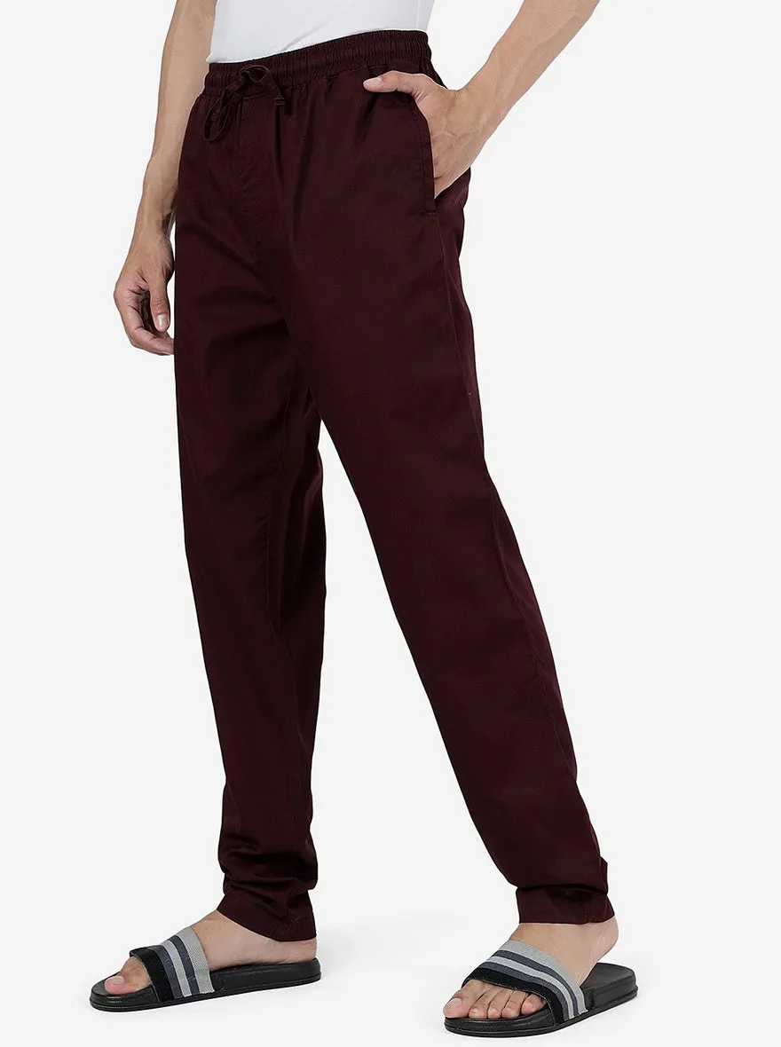 Wine Solid Slim Fit Track Pant | JadeBlue