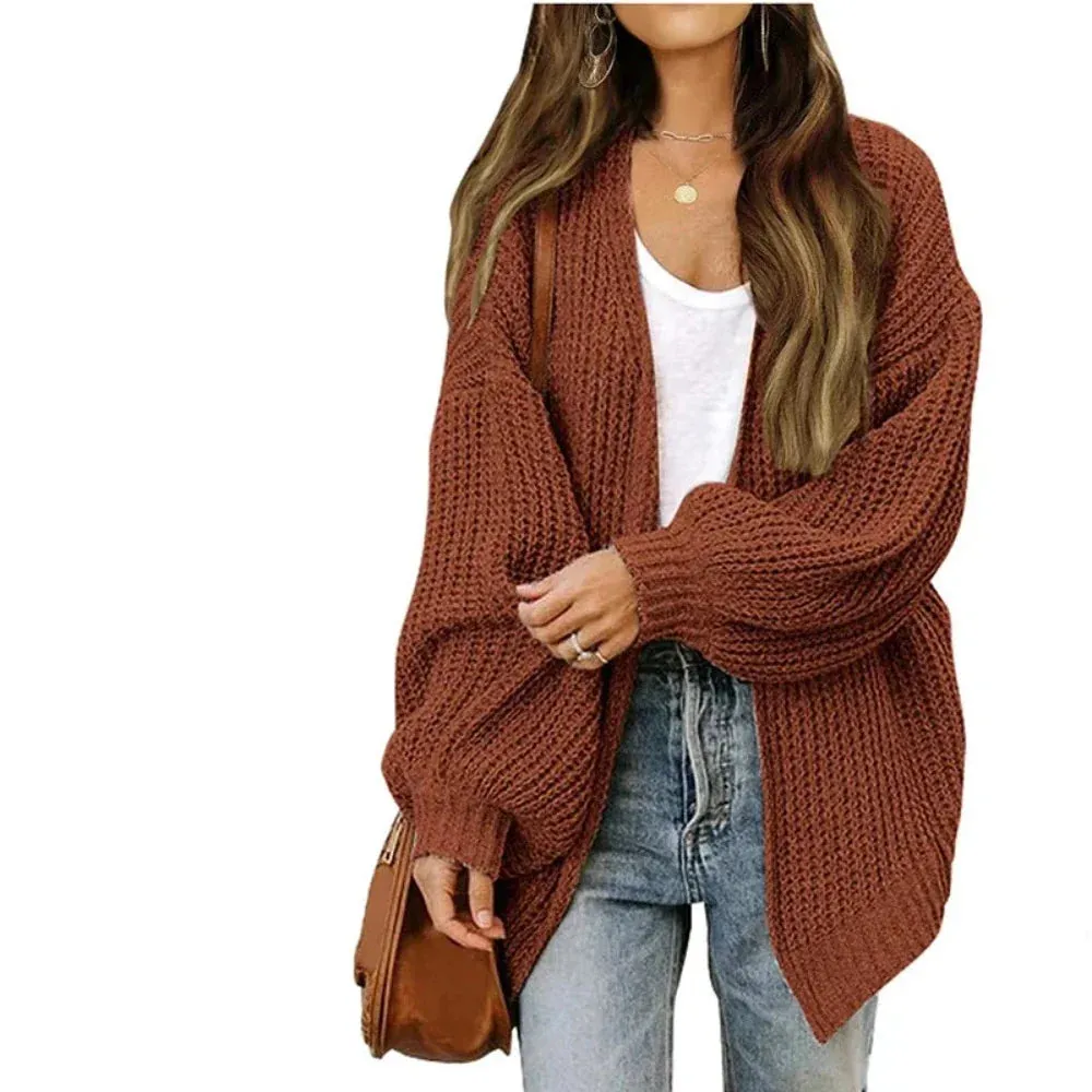 Womens Casual Loose Fit Open Cardigan