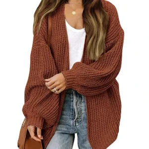 Womens Casual Loose Fit Open Cardigan