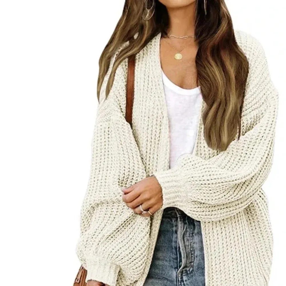 Womens Casual Loose Fit Open Cardigan